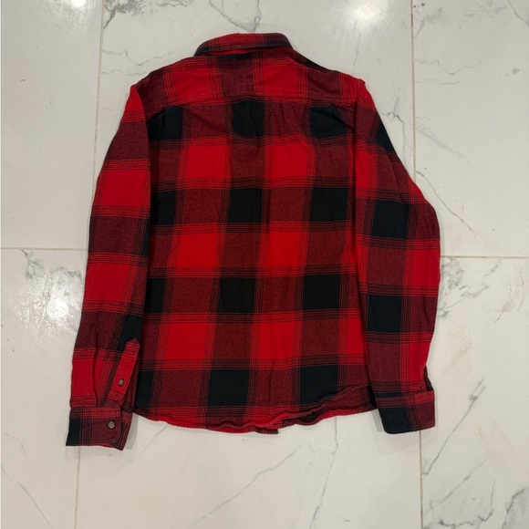 Old Navy Red and Black Plaid Men's Shirt - Picture 2 of 3